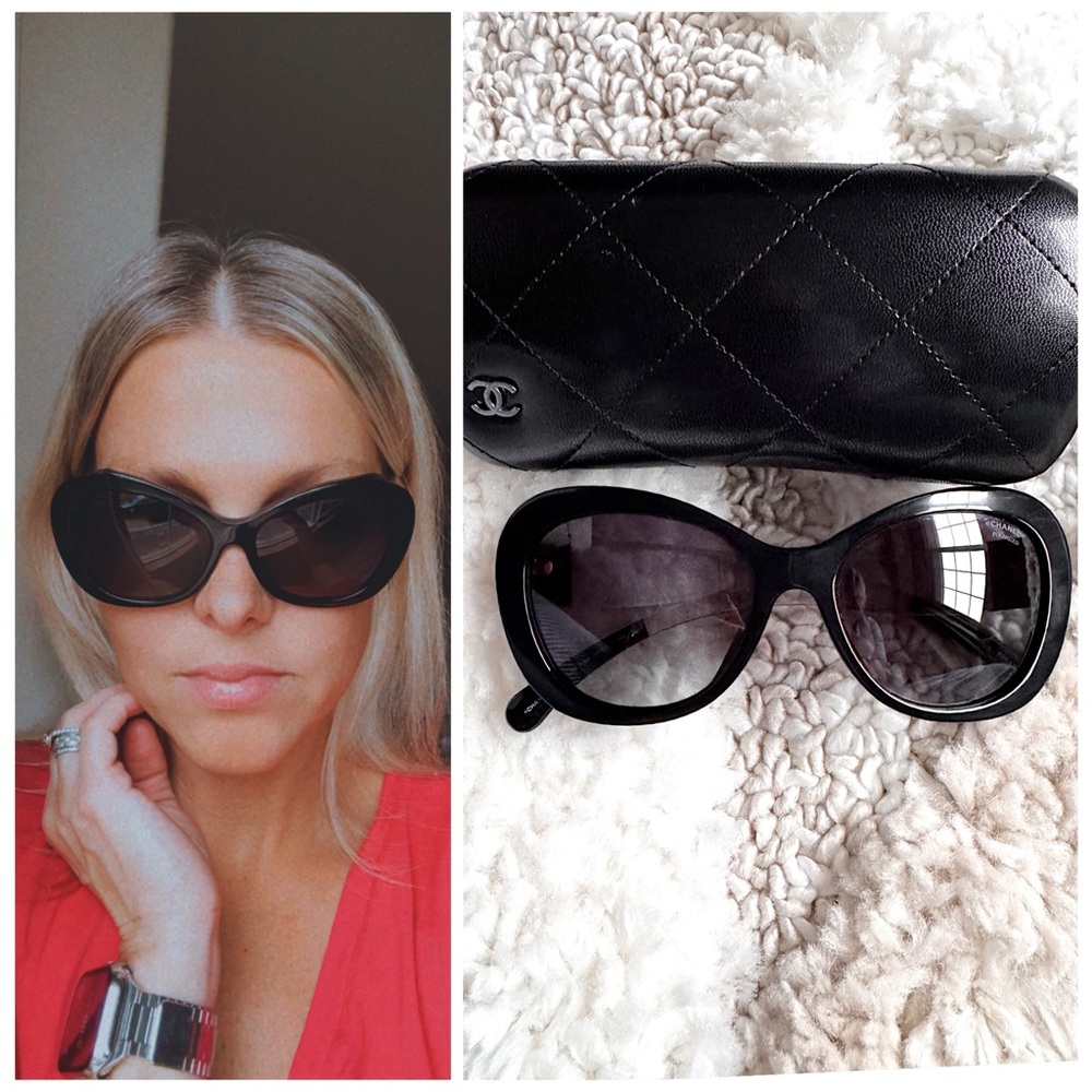 CHANEL OVERSIZED BLACK CC LOGO CLEAR sunglasses with case style 5264